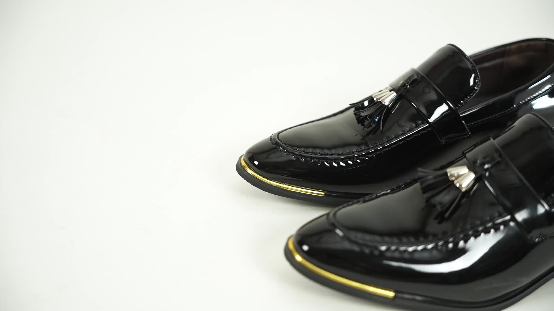 Men's Pointed-Toe Dress Loafers, British Style Black