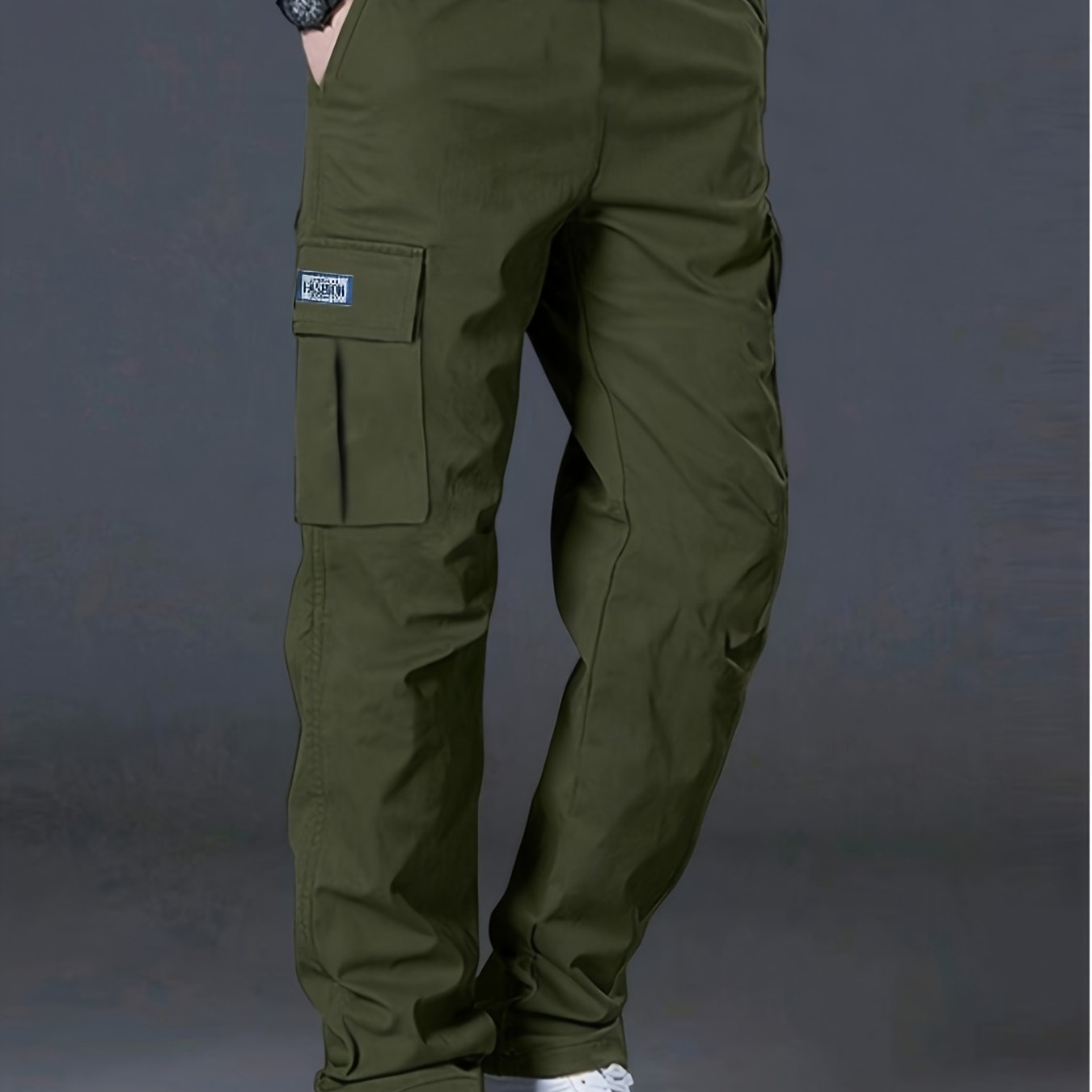 Men's Cargo Trousers, Multi-Pocket, Straight-Leg Drawstring