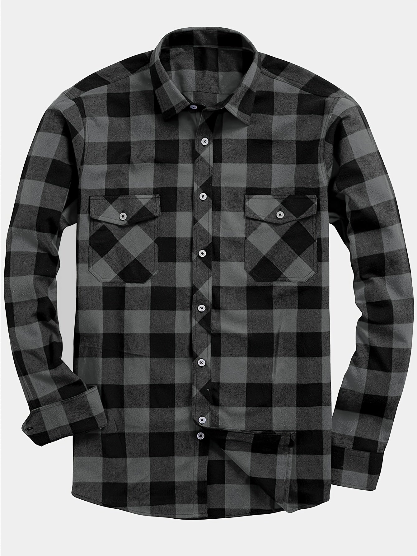 Men's Flannel Plaid Shirt, Long-Sleeve Casual