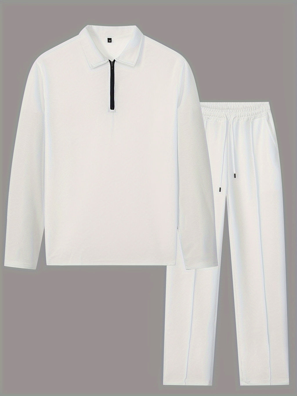 Men's Waffle-Knit Shirt & Pants Set, Long-Sleeve