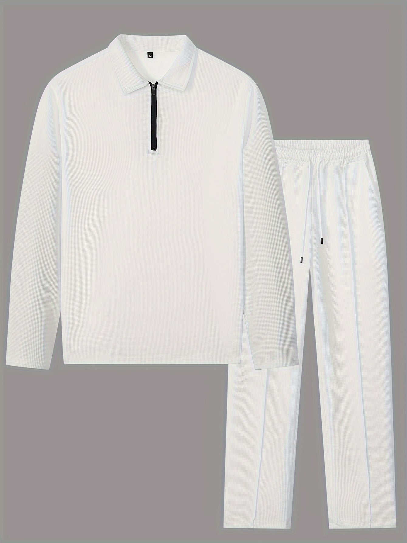 Men's Waffle-Knit Shirt & Pants Set, Long-Sleeve