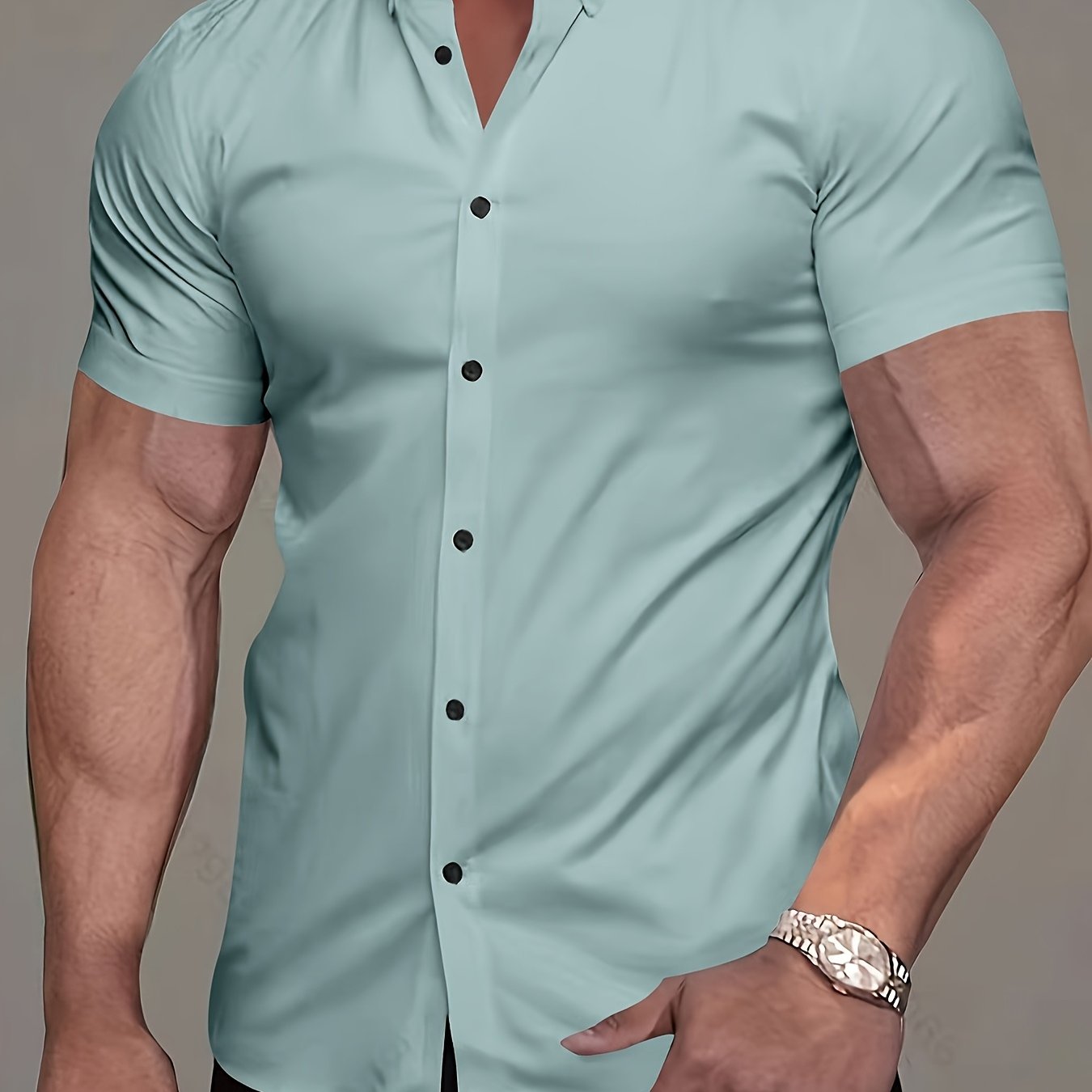 Men's Short-Sleeve Shirt, Lapel, Business Casual