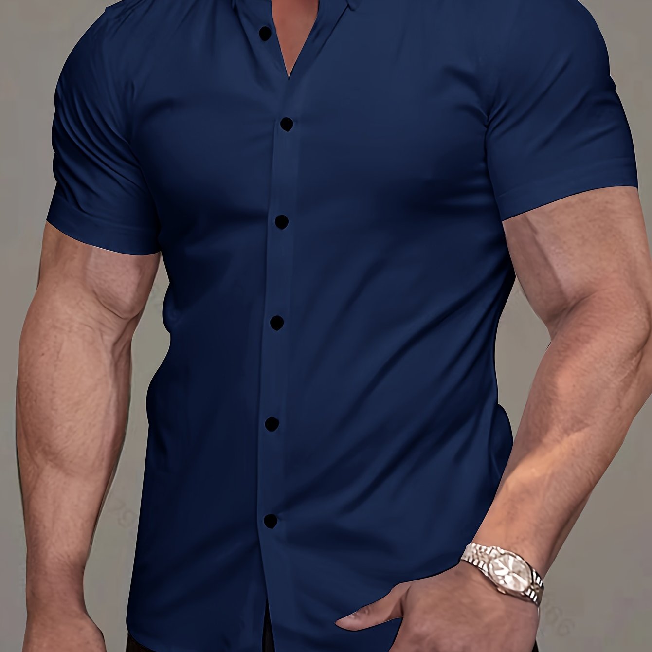 Men's Short-Sleeve Shirt, Lapel, Business Casual