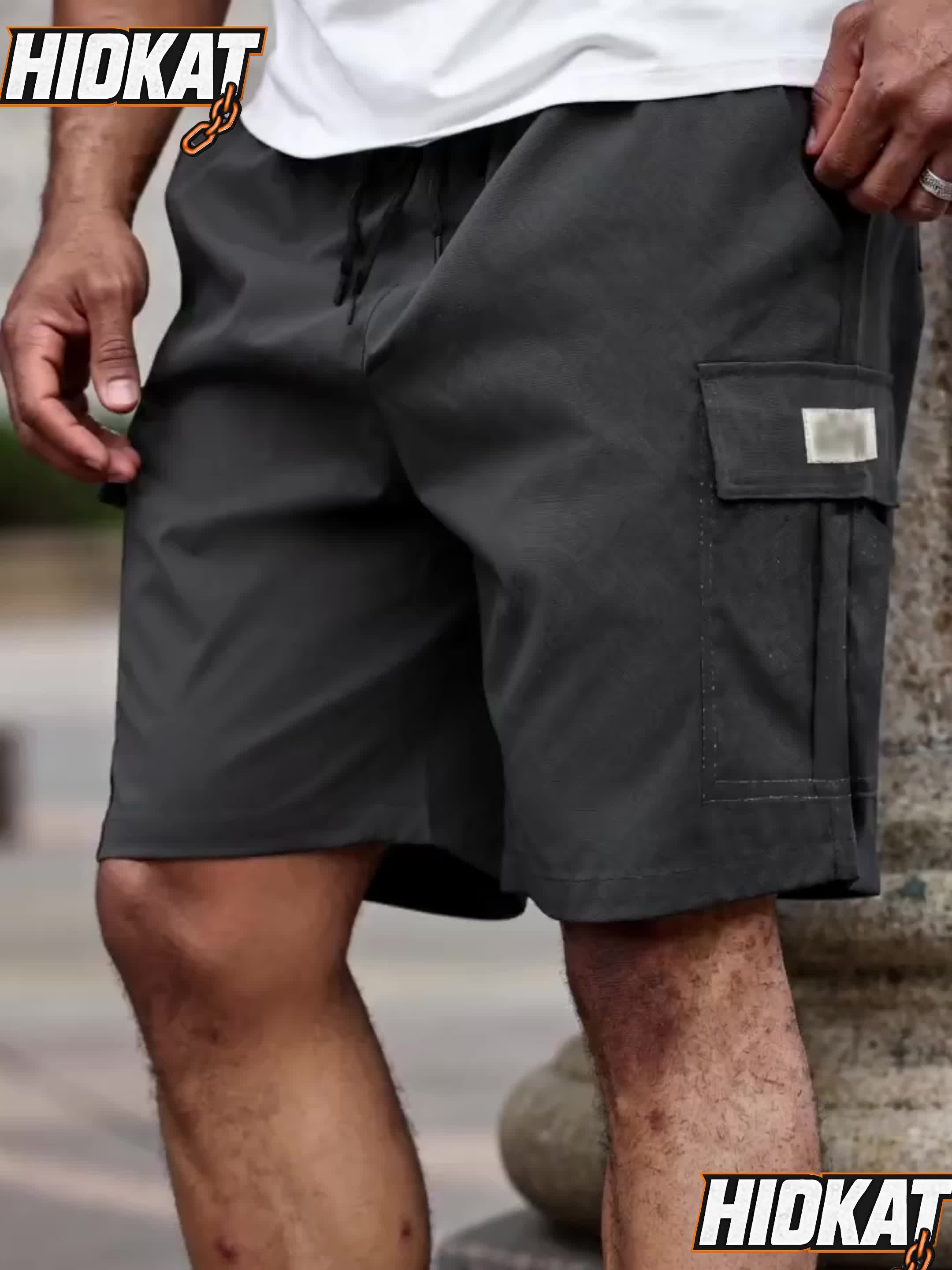Men's Cargo Shorts, Multi-Pocket, Drawstring Loose Fit