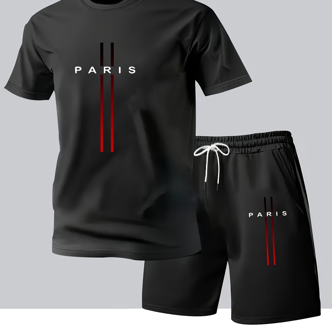 Men's Printed T-Shirt & Shorts Set, Short-Sleeve