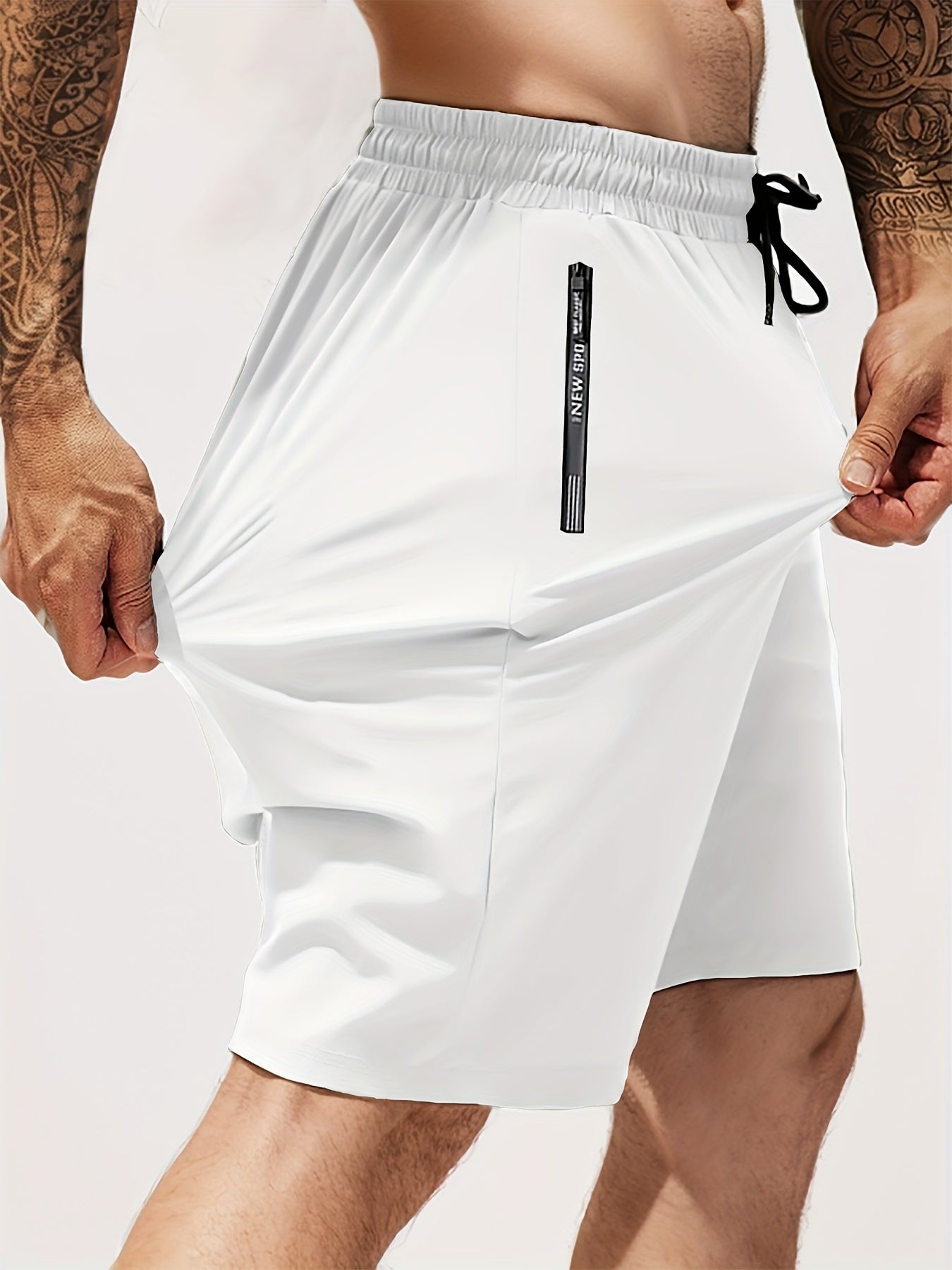 Men's Gym Shorts, Stretch Breathable, Zip Pockets