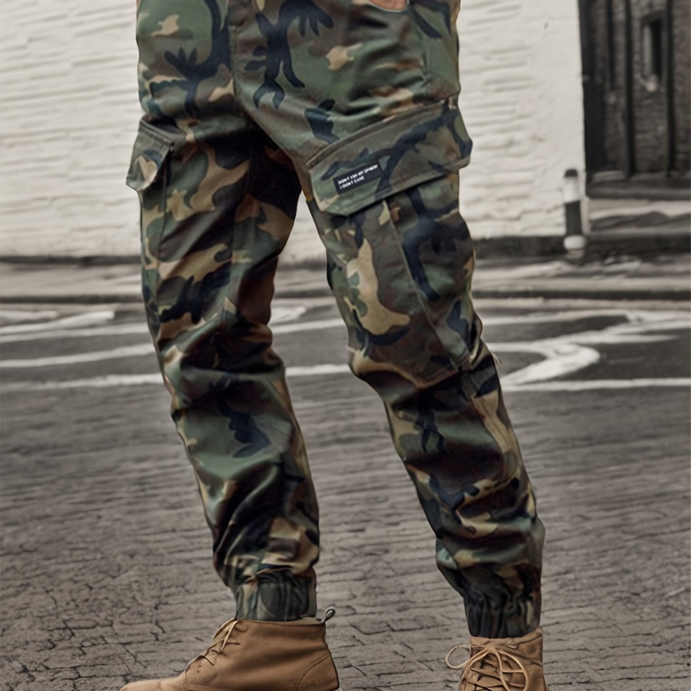 Men's Camo Cargo Pants, Comfort Fit, Drawstring