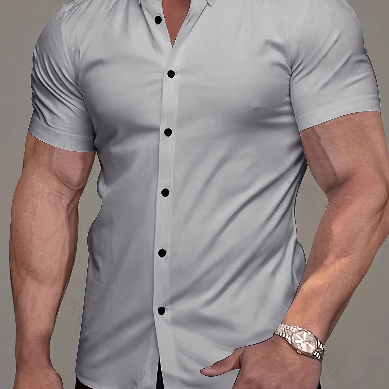 Men's Short-Sleeve Shirt, Lapel, Business Casual