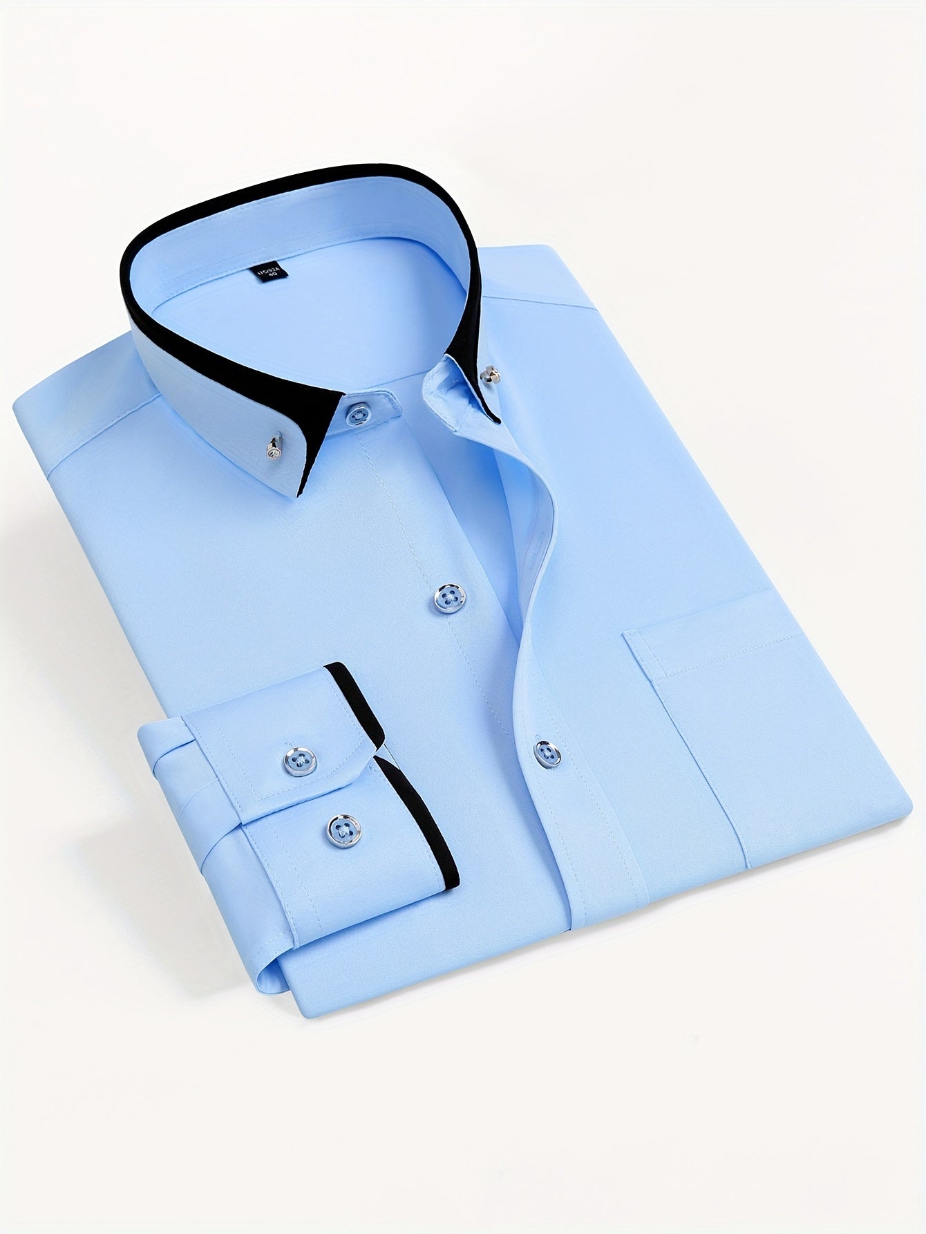 Men's Long-Sleeve Shirt, Color-Block, Stretch Dress