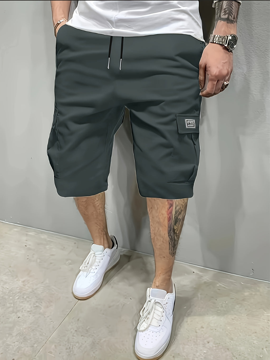 Men's Cargo Shorts, Loose Athletic Mid-Length, Summer Casual