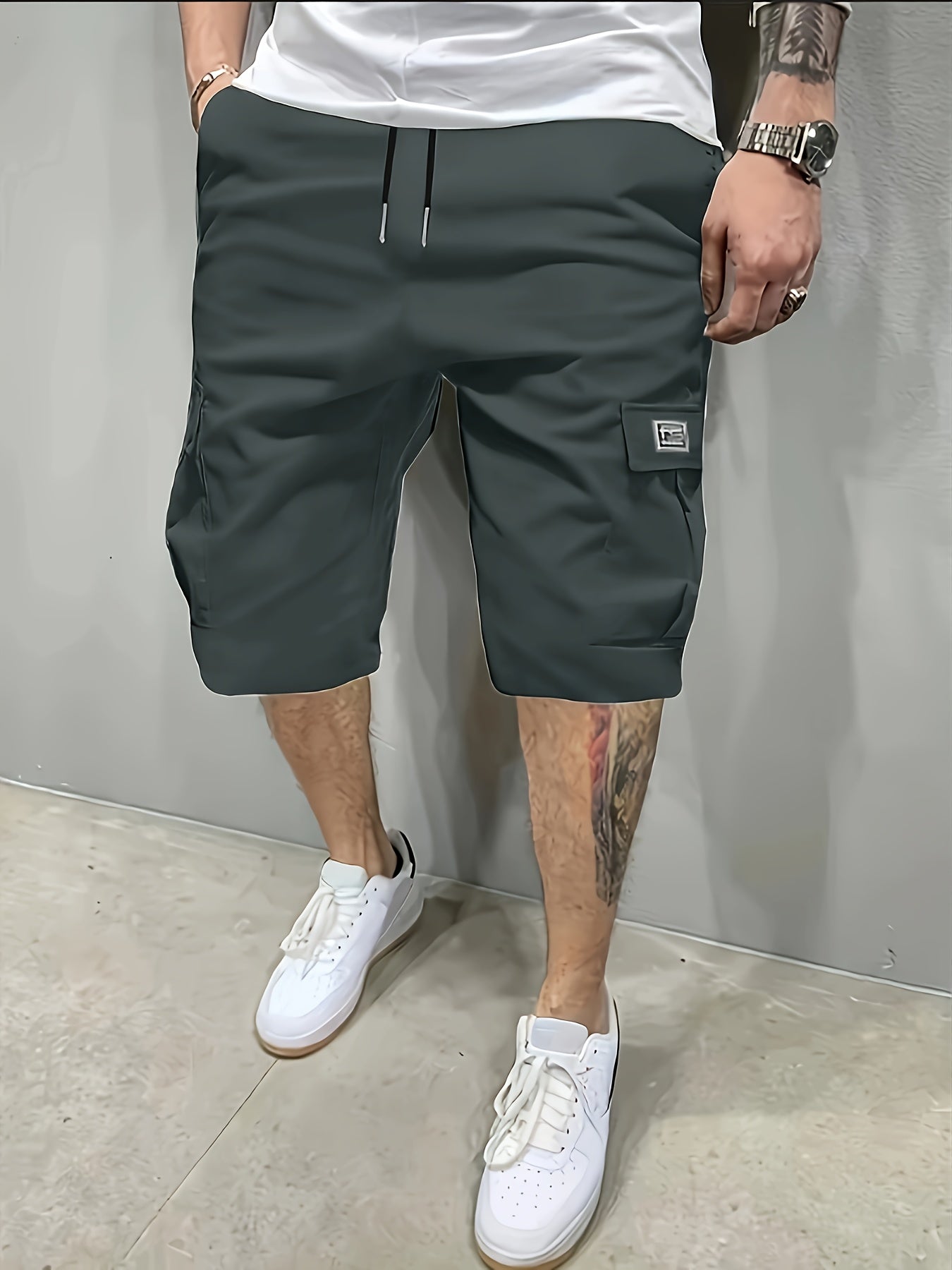 Men's Cargo Shorts, Loose Athletic Mid-Length, Summer Casual