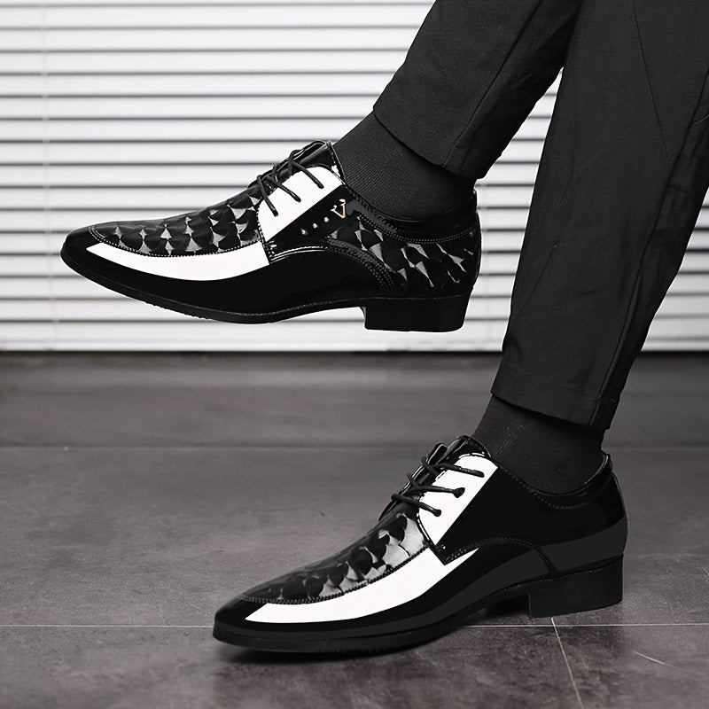 Men's Shiny Dress Loafers, Slip-On Black