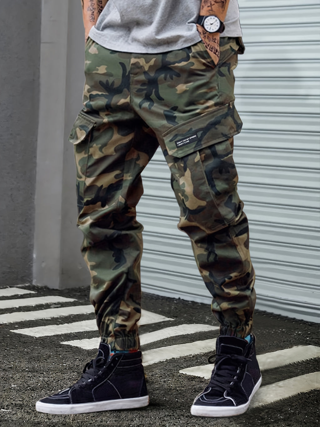 Men's Camo Cargo Pants, Comfort Fit, Drawstring