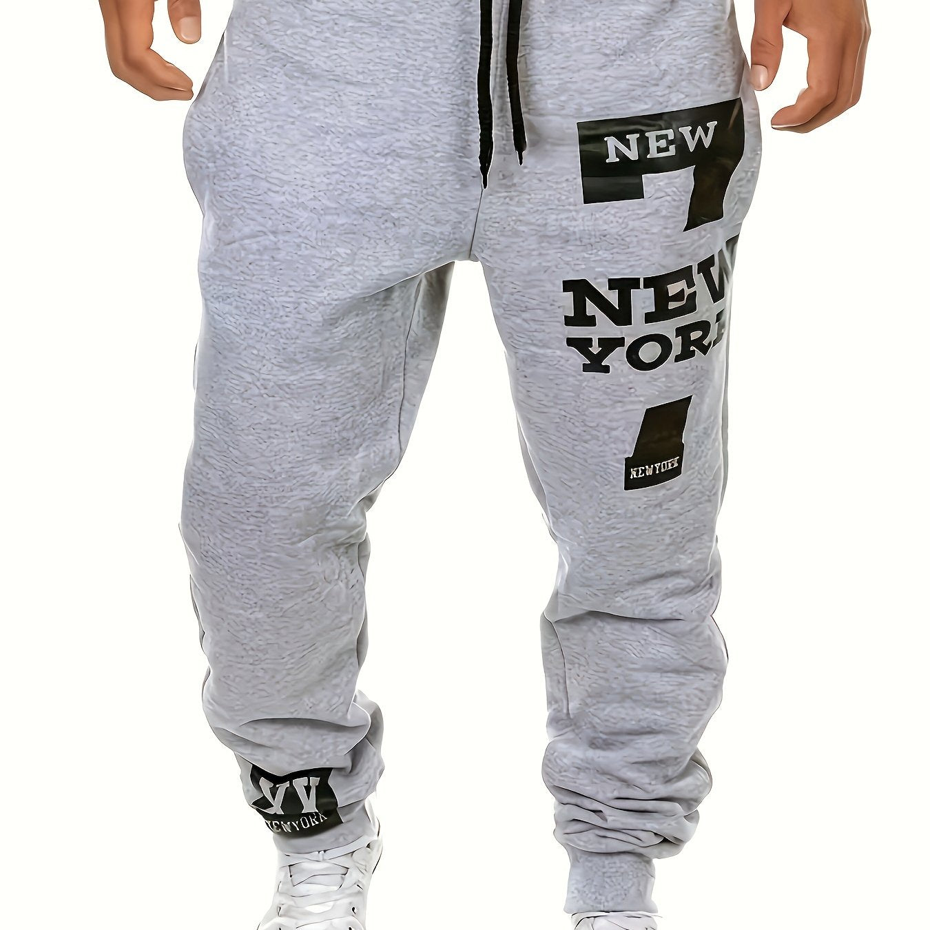 Men's Sports Joggers, Letter Print, Tapered