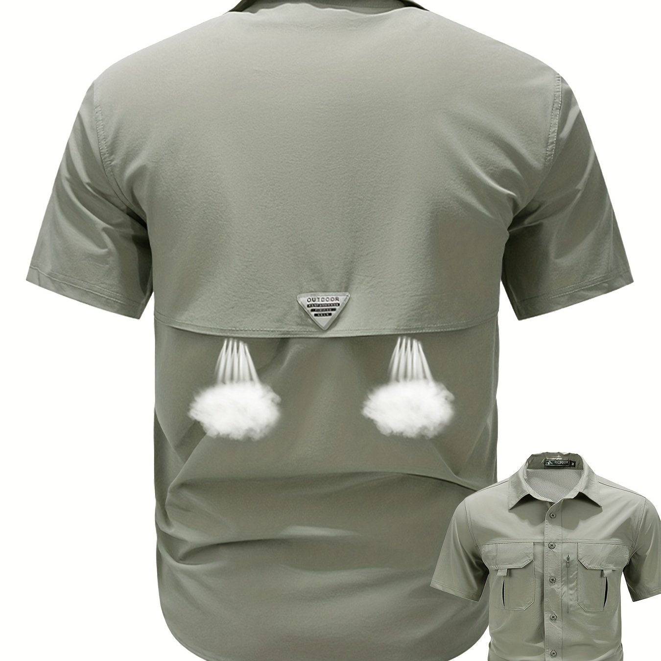 Men's Short-Sleeve Cargo Shirt, Flap Pockets, Breathable