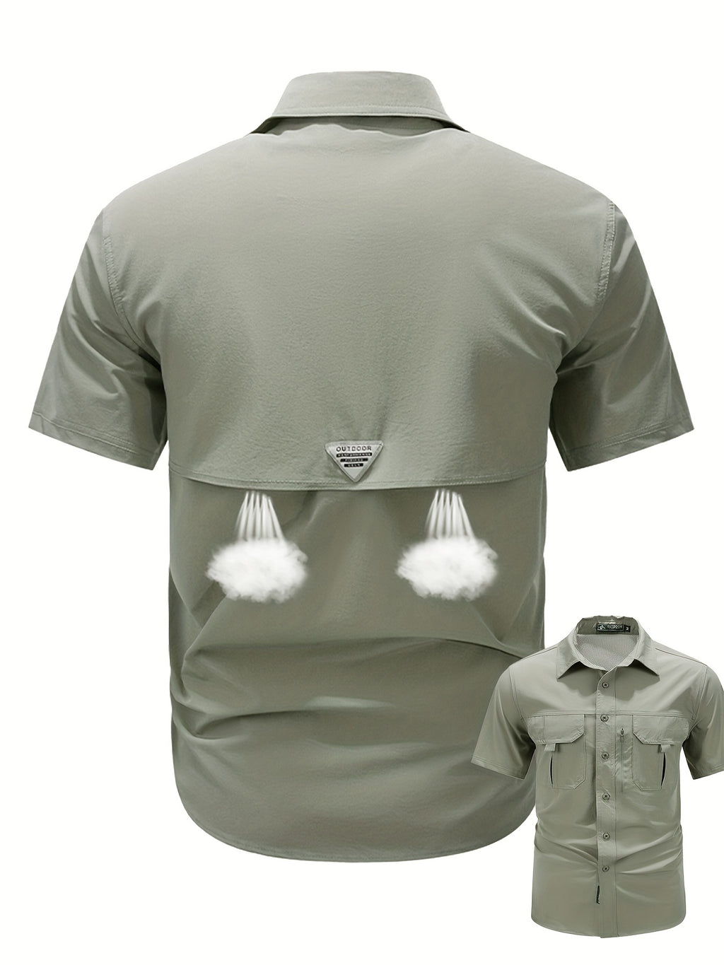 Men's Short-Sleeve Cargo Shirt, Flap Pockets, Breathable
