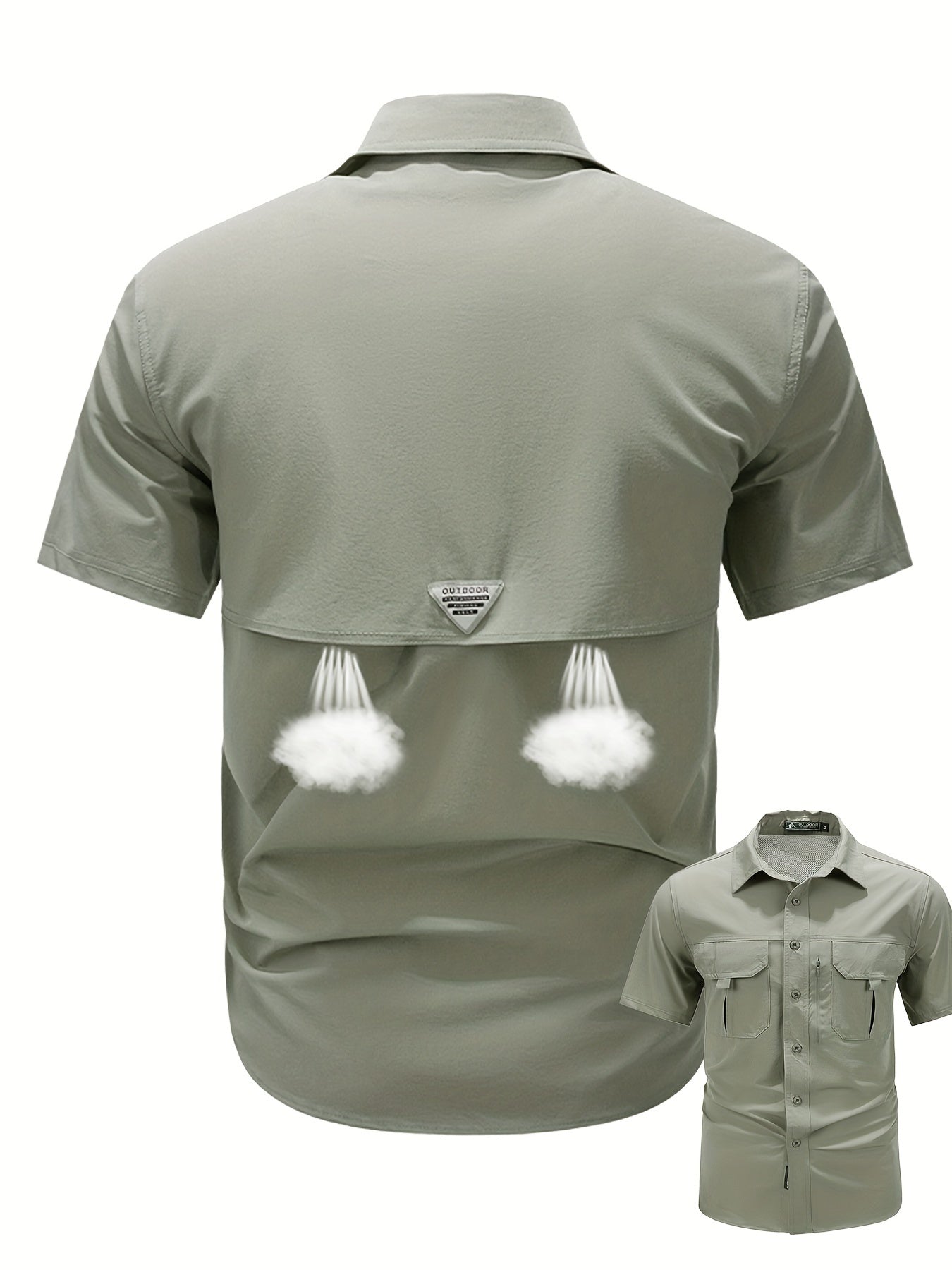 Men's Short-Sleeve Cargo Shirt, Flap Pockets, Breathable