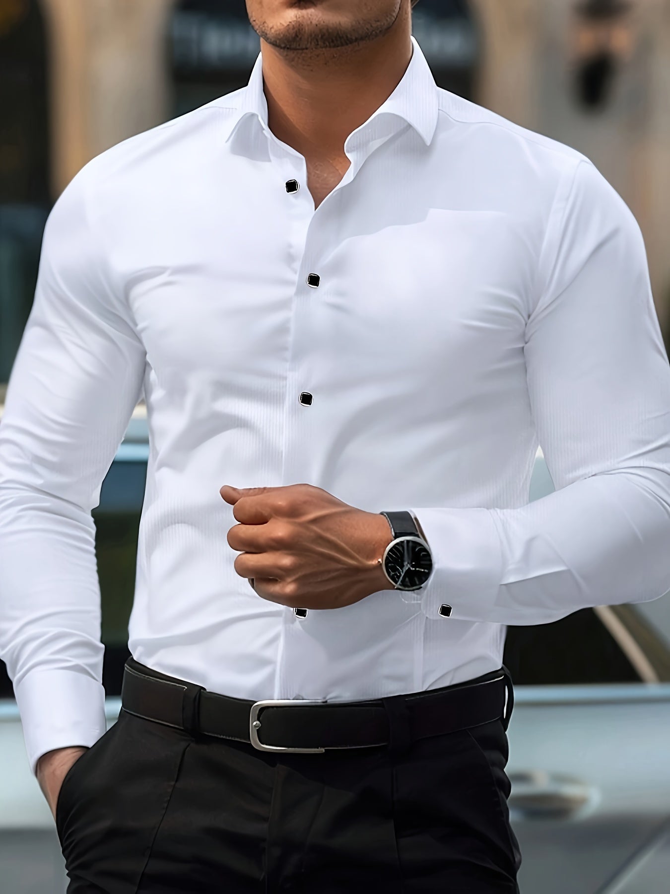 Men's Long-Sleeve Shirt, Slim-Fit, Smooth Formal