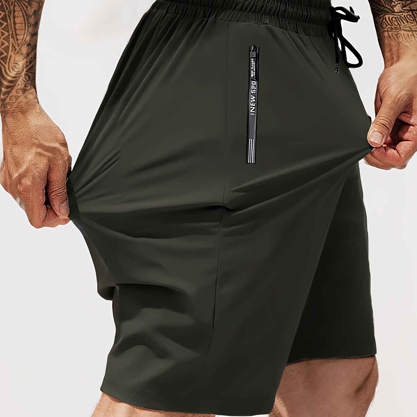 Men's Gym Shorts, Stretch Breathable, Zip Pockets