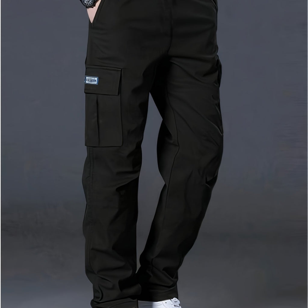 Men's Cargo Trousers, Multi-Pocket, Straight-Leg Drawstring