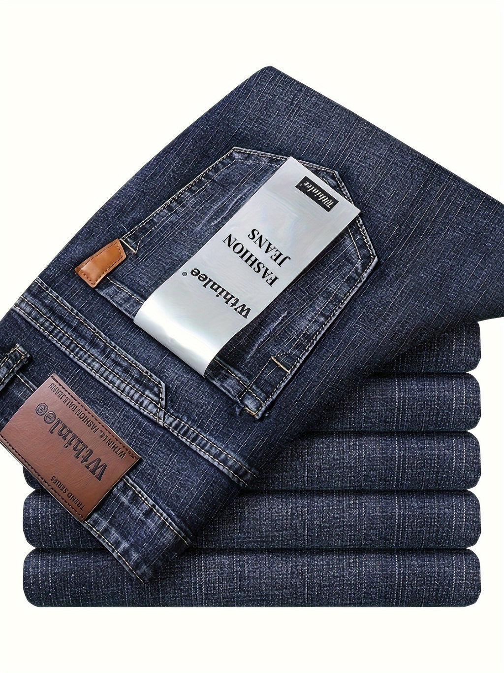 Men's Stretch Denim Trousers, Straight-Leg, Business Casual