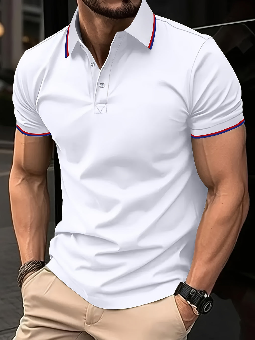 Men's Polo Shirt, Classic Button-Up Collar