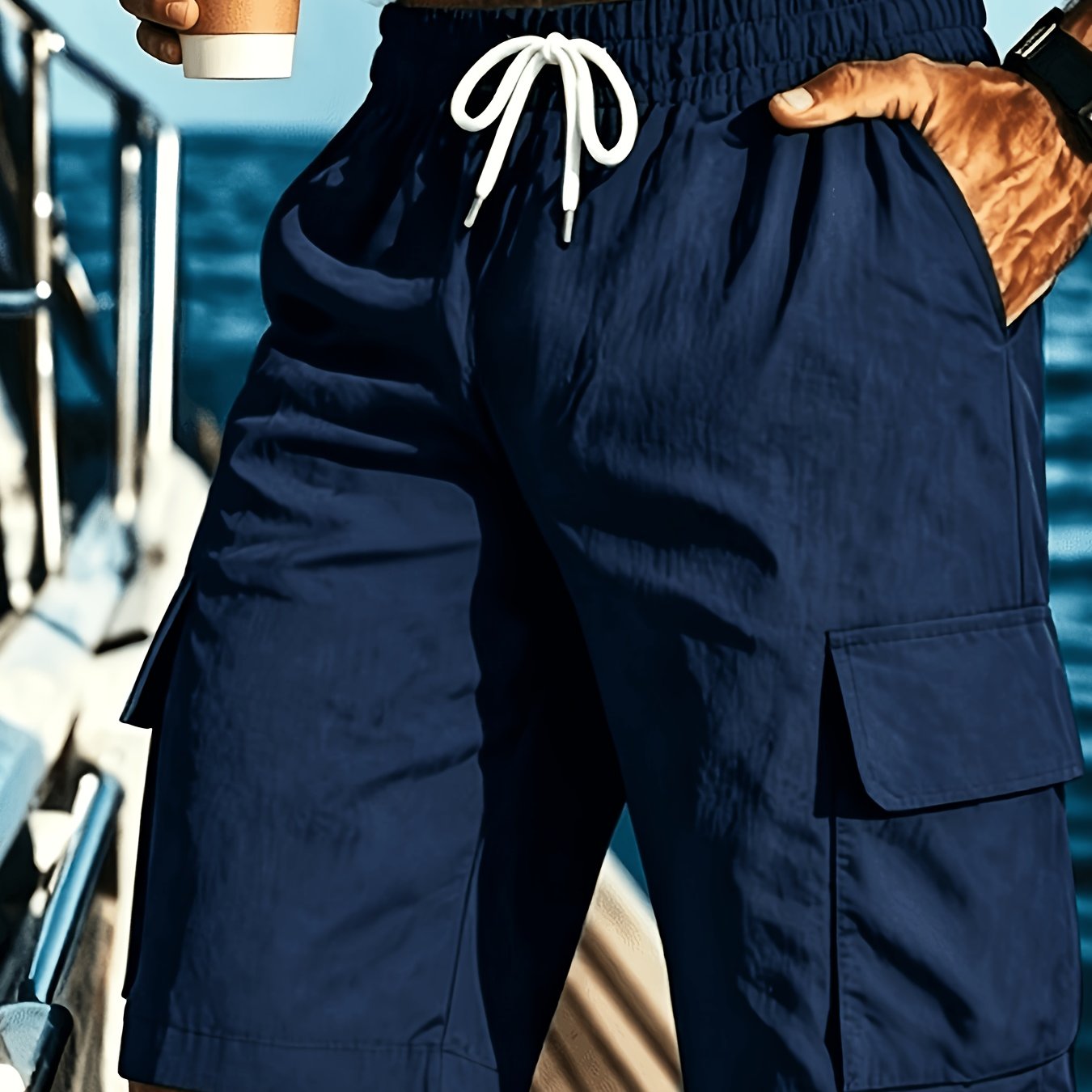 Men's Lightweight Casual Shorts, Elastic Waist Drawstring