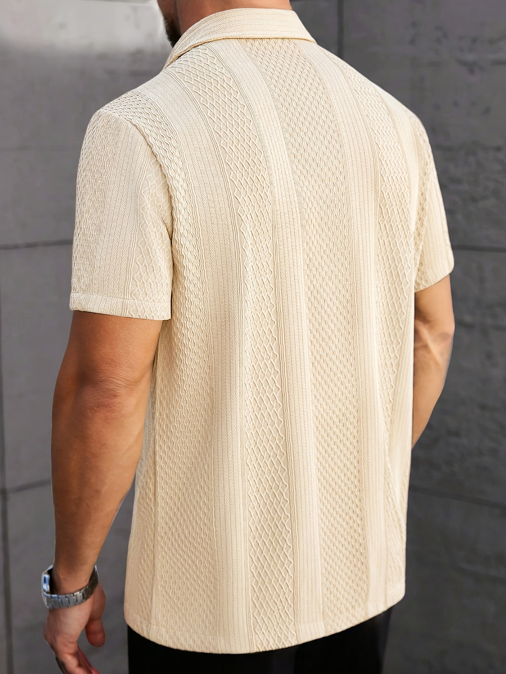 Men's Short-Sleeve Shirt, Jacquard Knit, Office Casual