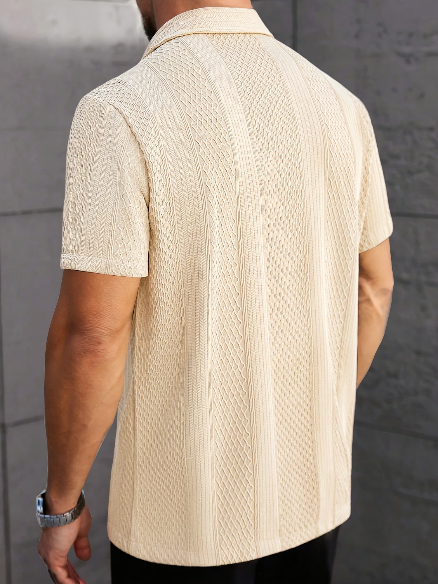 Men's Short-Sleeve Shirt, Jacquard Knit, Office Casual