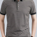 Men's Striped Polo Shirt, Short-Sleeve Lapel Collar