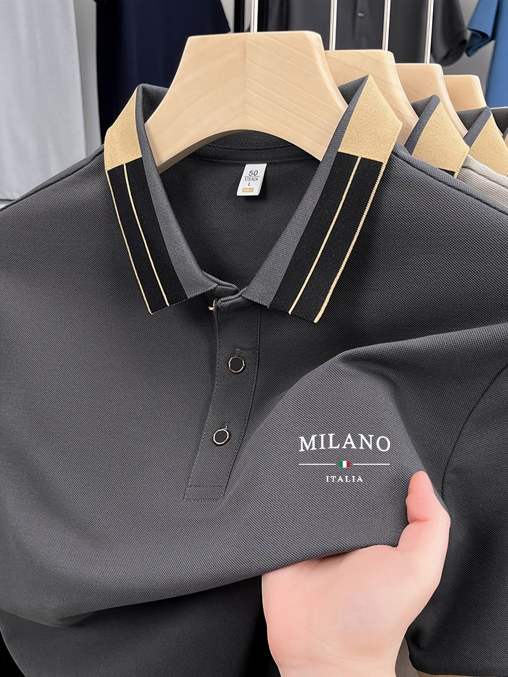 Men's Polo Shirt, Milano Print, Breathable Casual