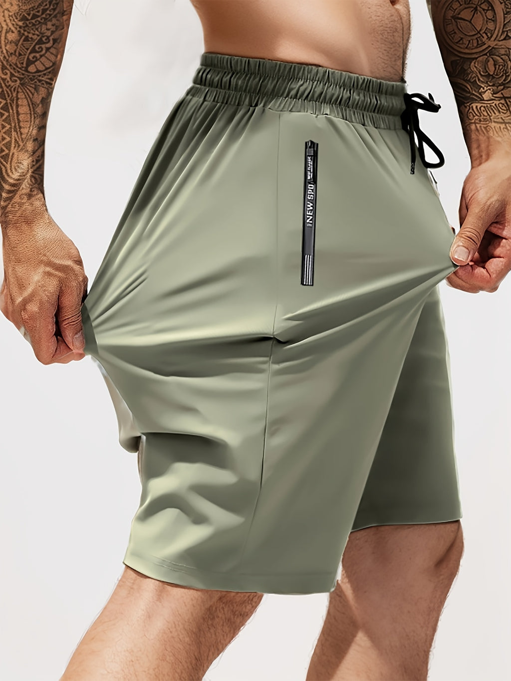 Men's Gym Shorts, Stretch Breathable, Zip Pockets
