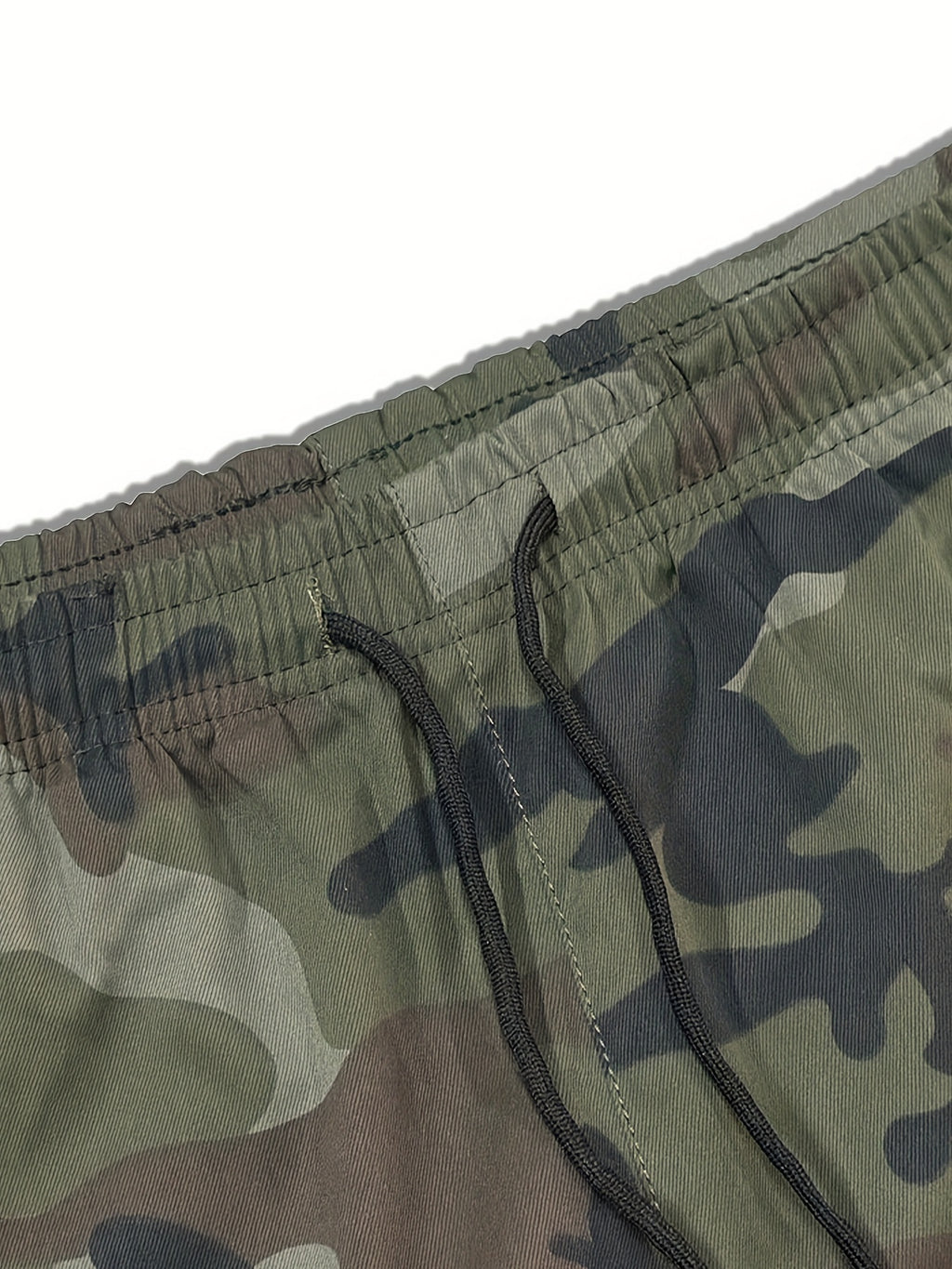Men's Camo Cargo Capri Shorts, Multi-Pocket, Adjustable Waist