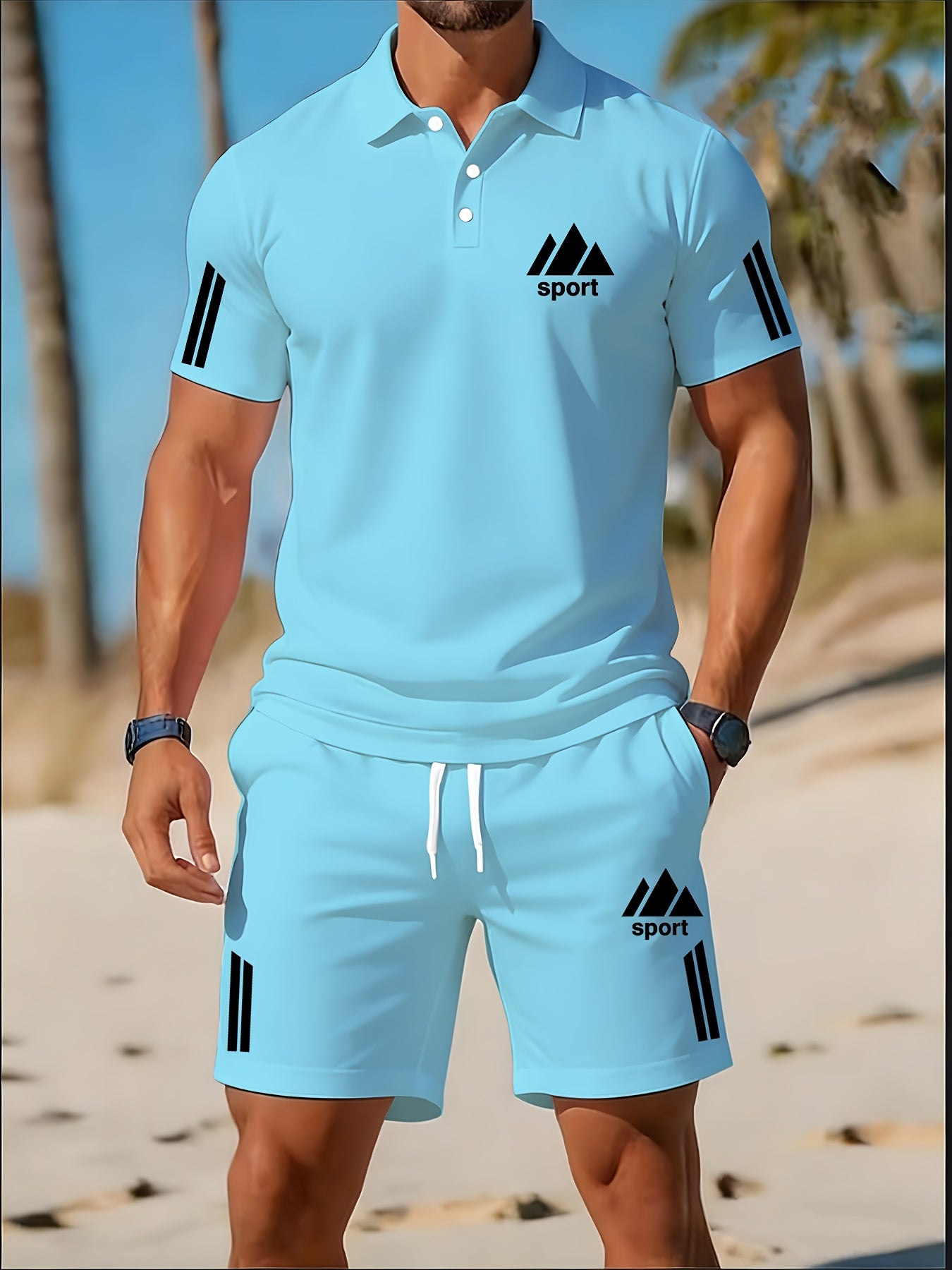 Men's Golf Polo & Shorts Set, Casual