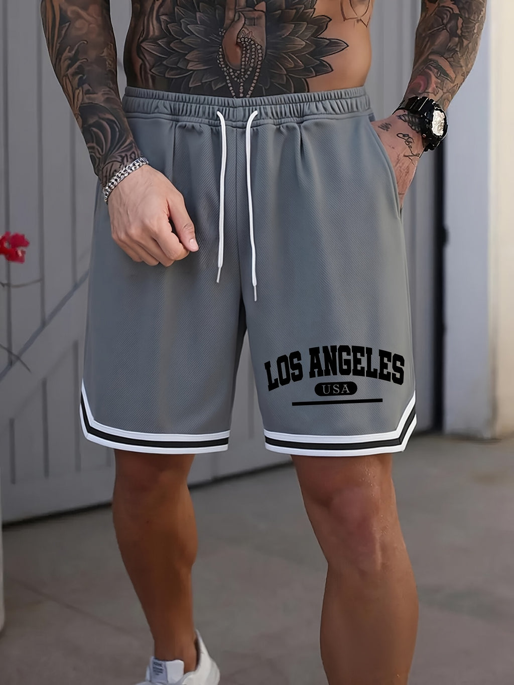 Men's Basketball Shorts, Printed, Lightweight Breathable Drawstring
