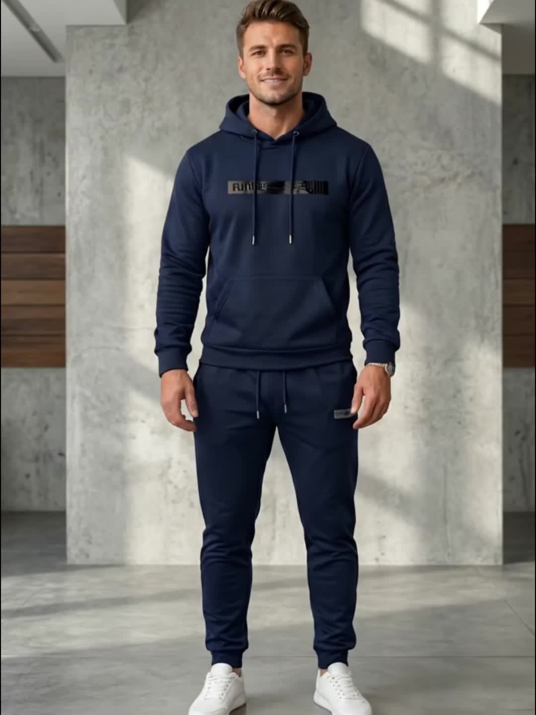 Men's Hoodie & Sweatpants Set, Casual Sport