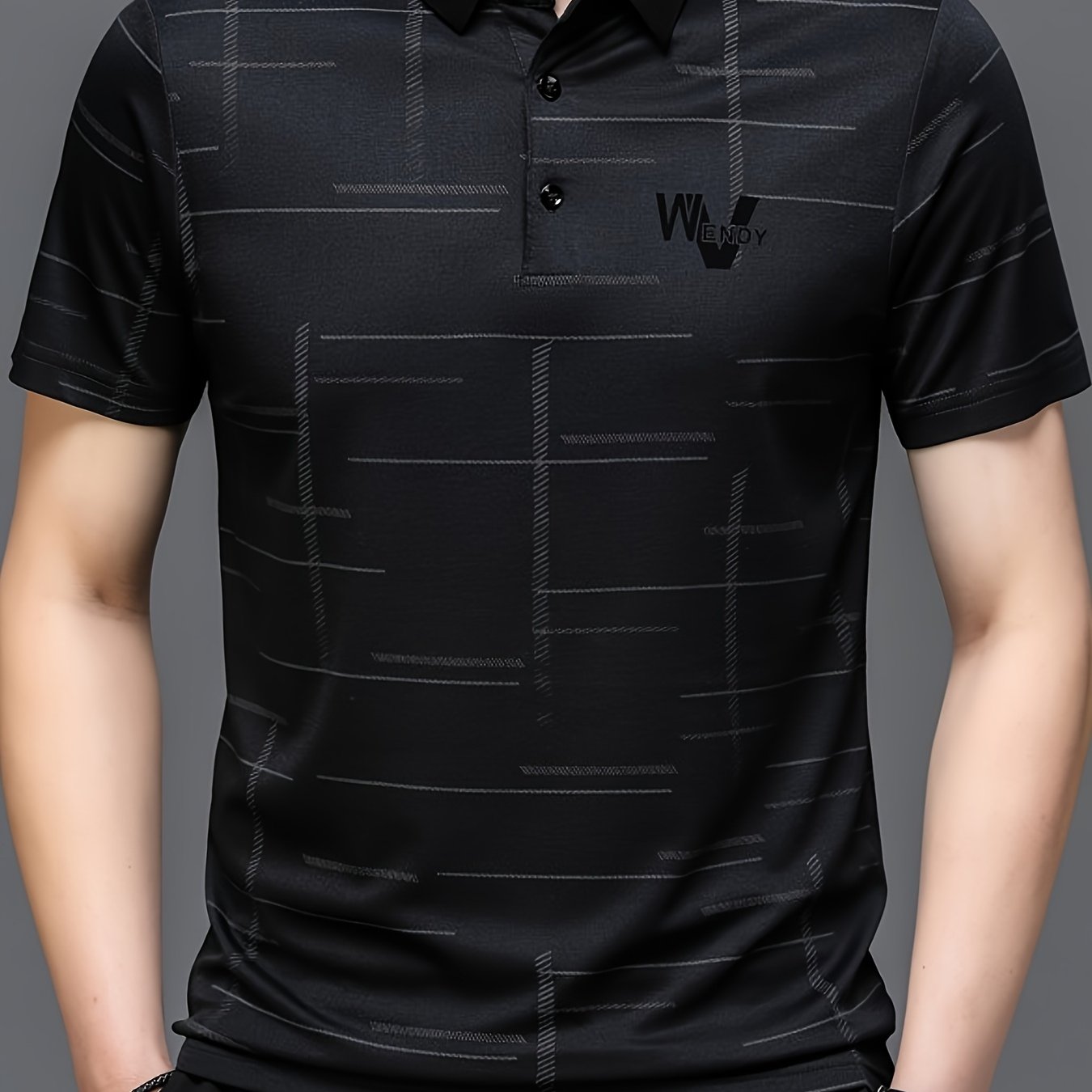 Men's Golf Polo Shirt, Striped, Moisture-Wicking