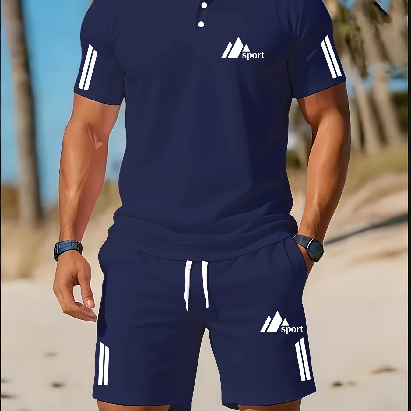 Men's Golf Polo & Shorts Set, Casual