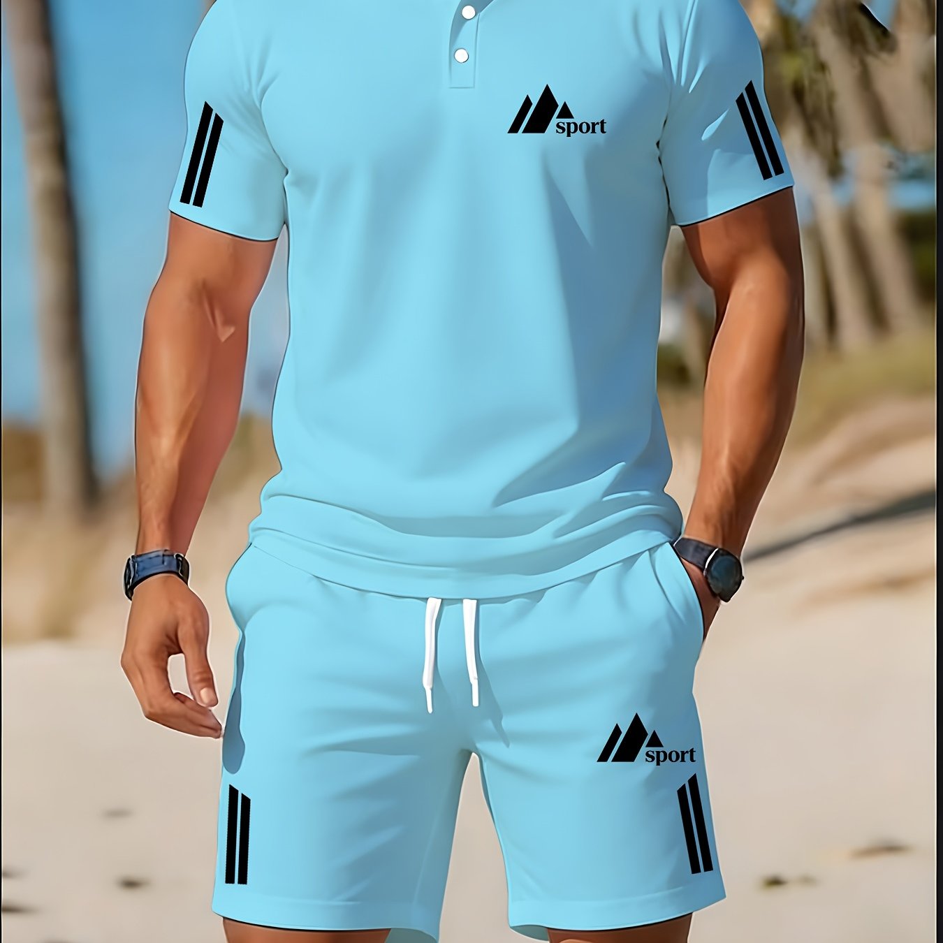 Men's Golf Polo & Shorts Set, Casual
