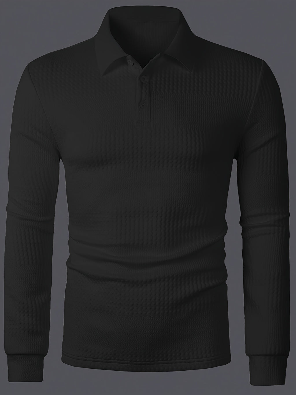 Men's Long-Sleeve Polo Shirt, Jacquard, Slim Fit
