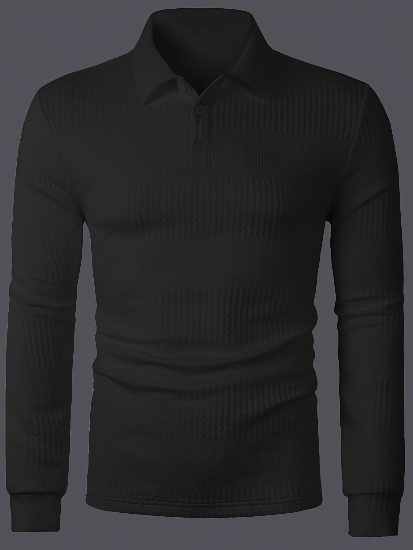 Men's Long-Sleeve Polo Shirt, Jacquard, Slim Fit