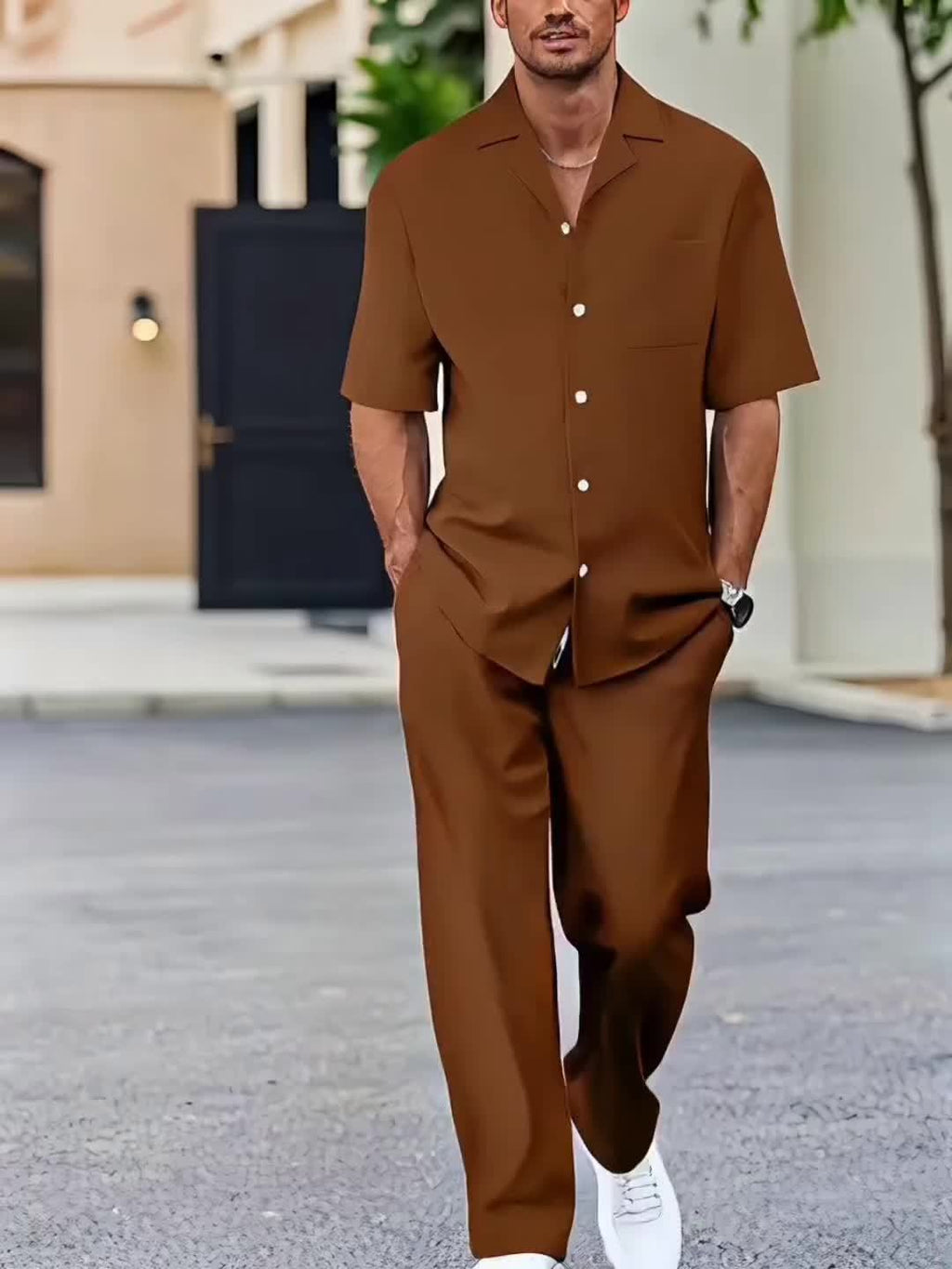 Men's Shirt & Pants Set, Suit-Inspired Casual