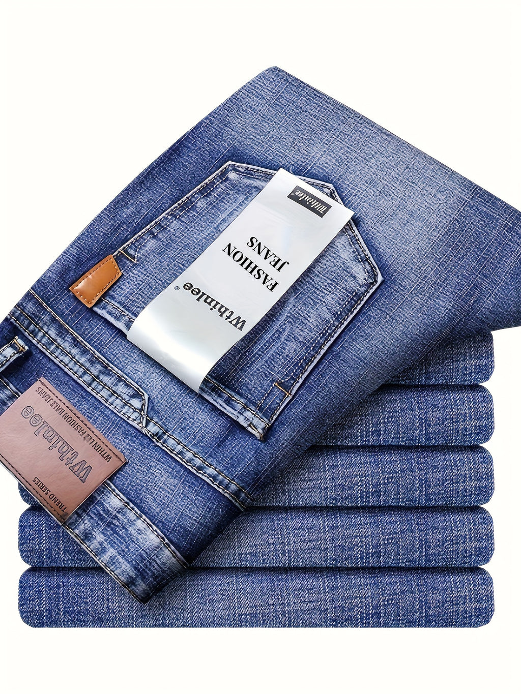 Men's Stretch Denim Trousers, Straight-Leg, Business Casual