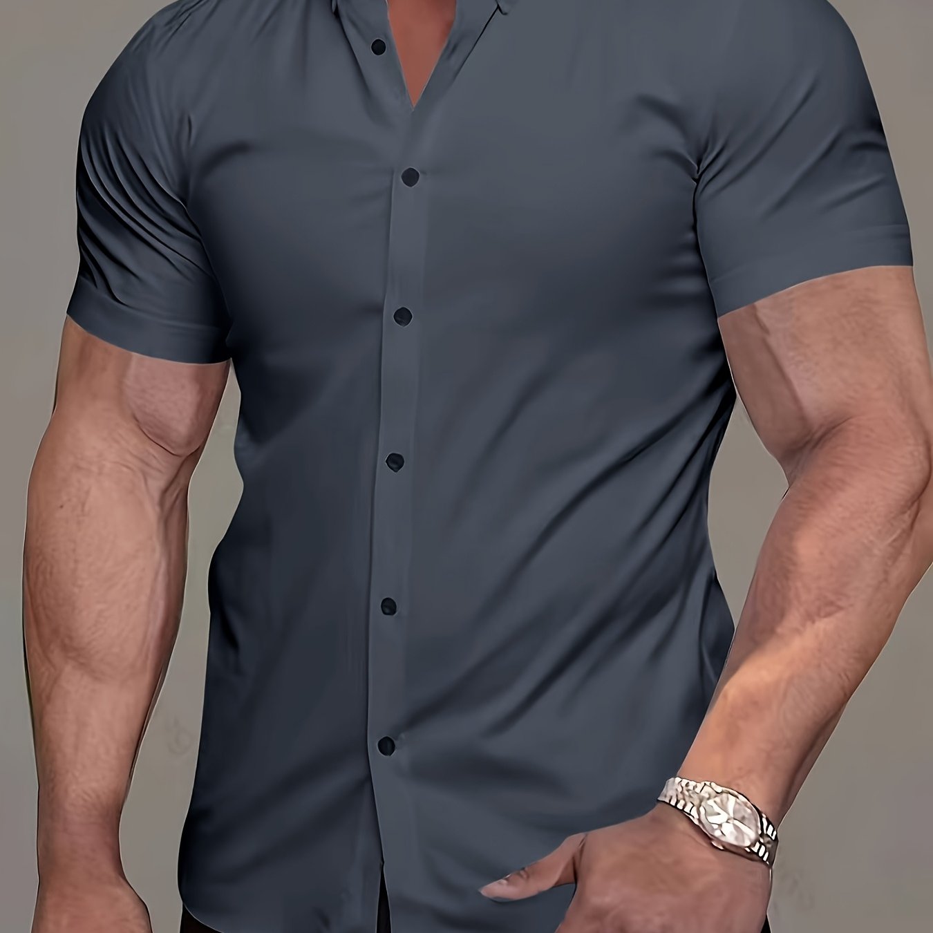 Men's Short-Sleeve Shirt, Lapel, Business Casual
