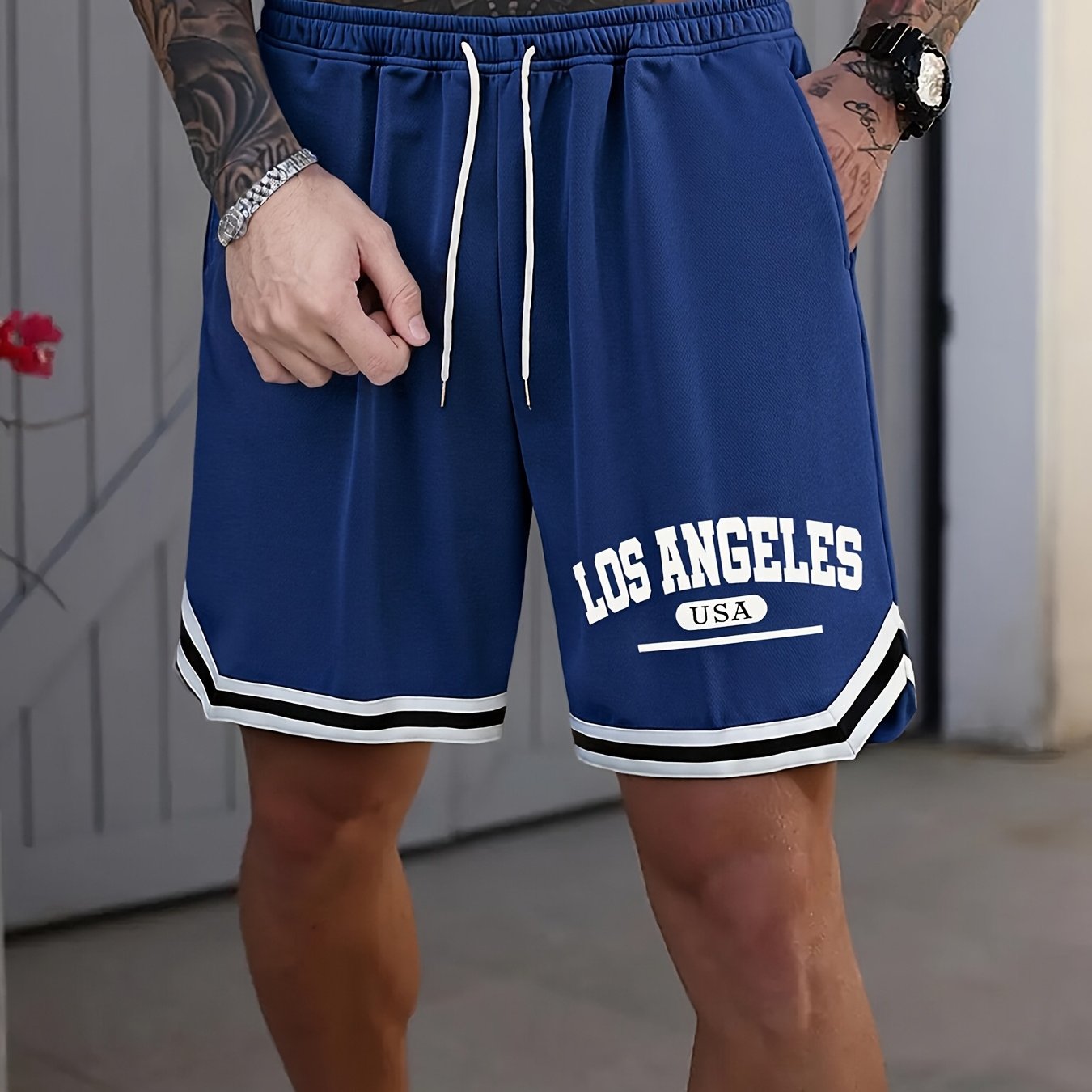 Men's Basketball Shorts, Printed, Lightweight Breathable Drawstring