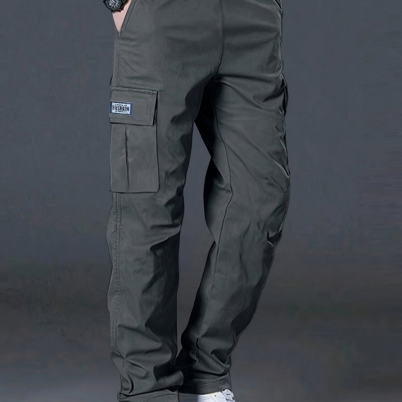 Men's Cargo Trousers, Multi-Pocket, Straight-Leg Drawstring