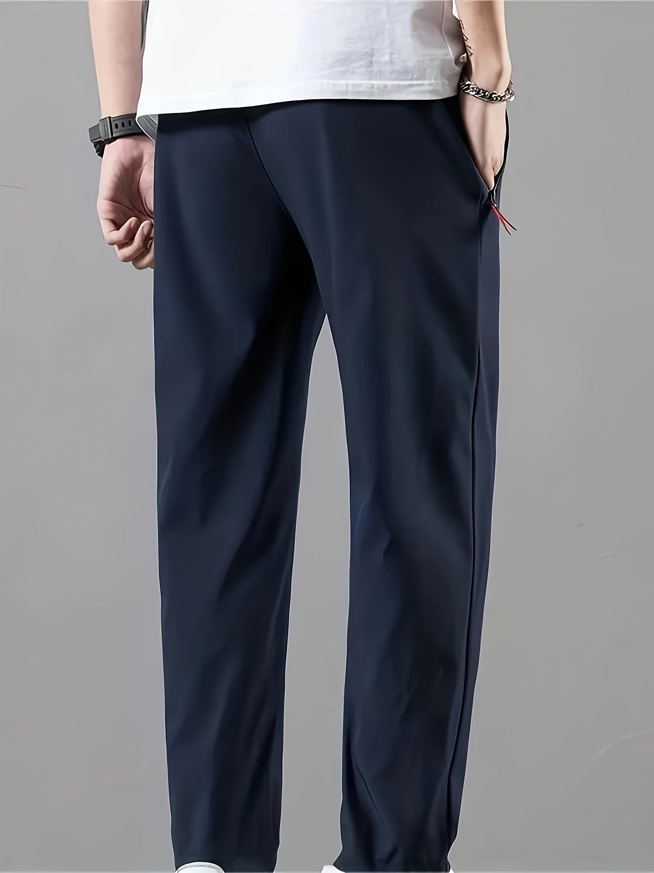 Men's Casual Trousers, Elastic Waist, Straight Loose Fit