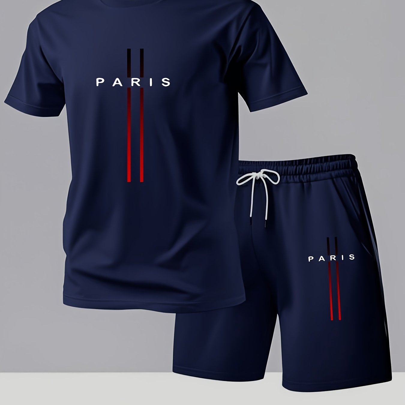 Men's Printed T-Shirt & Shorts Set, Short-Sleeve