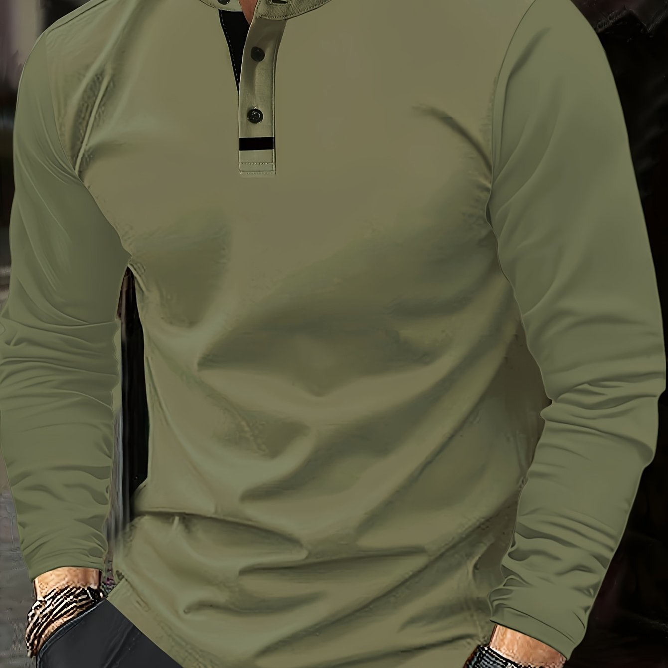 Men's Long-Sleeve Polo Shirt, Button-Up, Casual