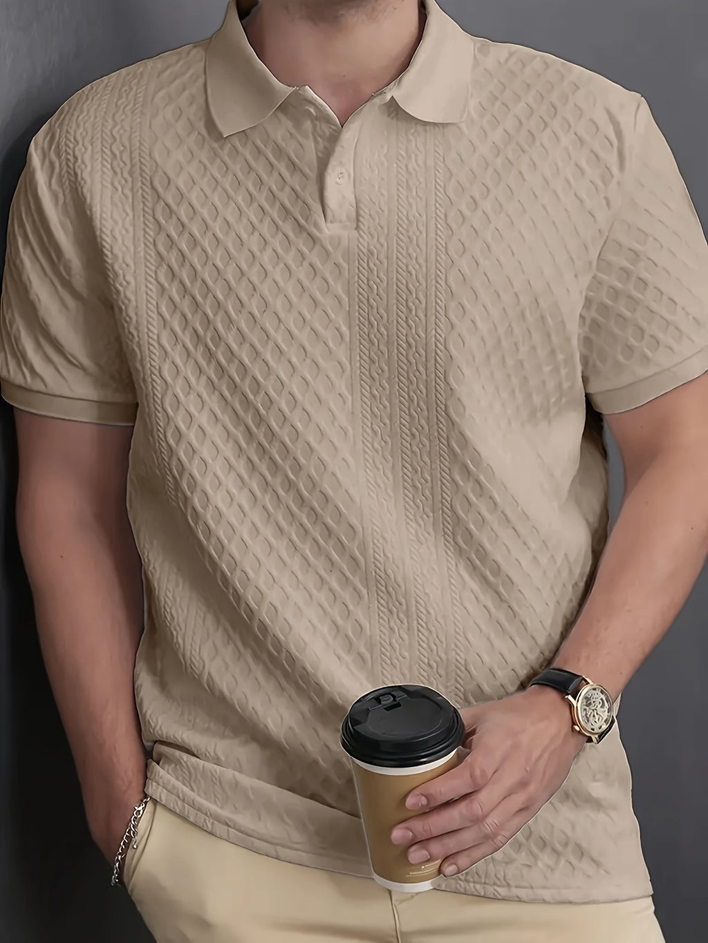 Men's Polo Shirt, Knit Collar, Business Casual